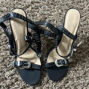 Wild Diva Black Sandals with Silver Buckles RUNS SMALL